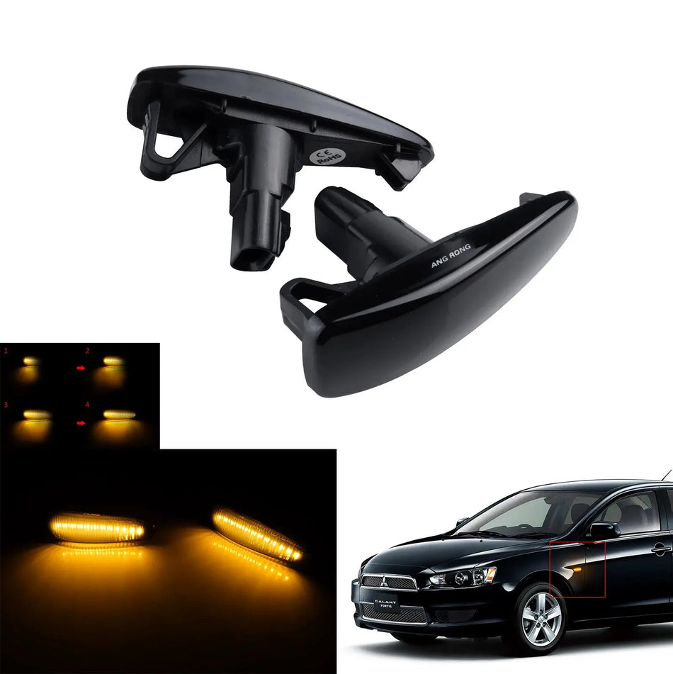 Dynamic LED Side Indicator Lights Sequential for Mitsubishi Lancer Evo X Outlander Sport Mirage Black by InterCyprus Trading Ltd