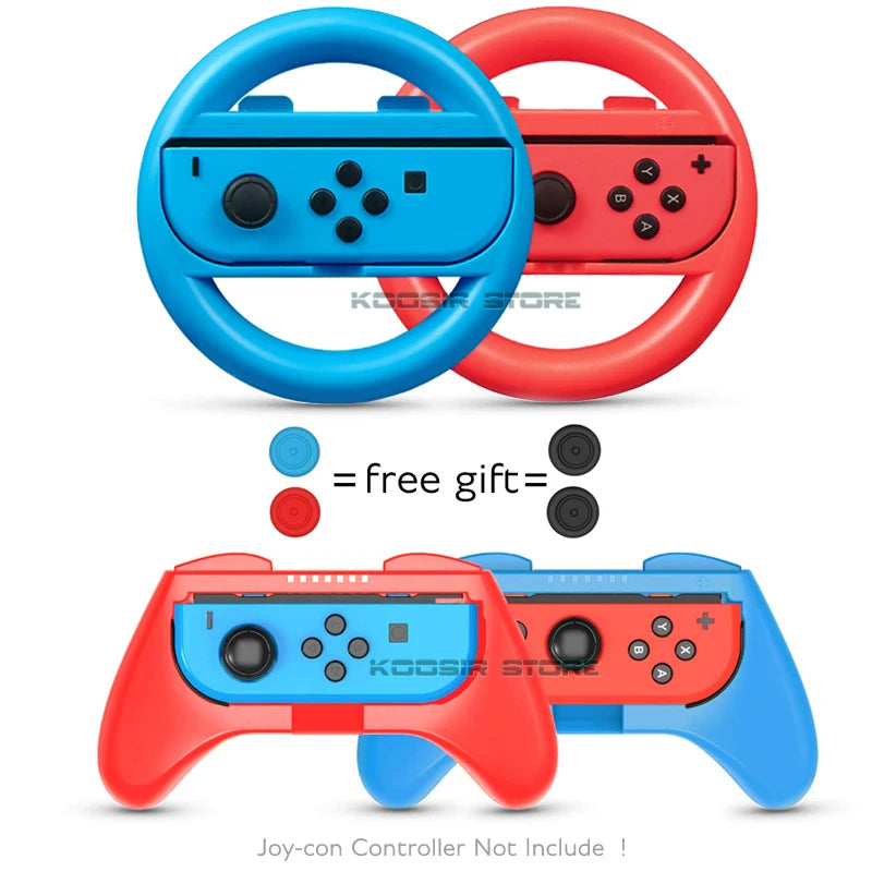 Nintend Switch Accessories Set &ndash; Enhanced Grip Racing Steering Wheel Handles 8 in 1 Set