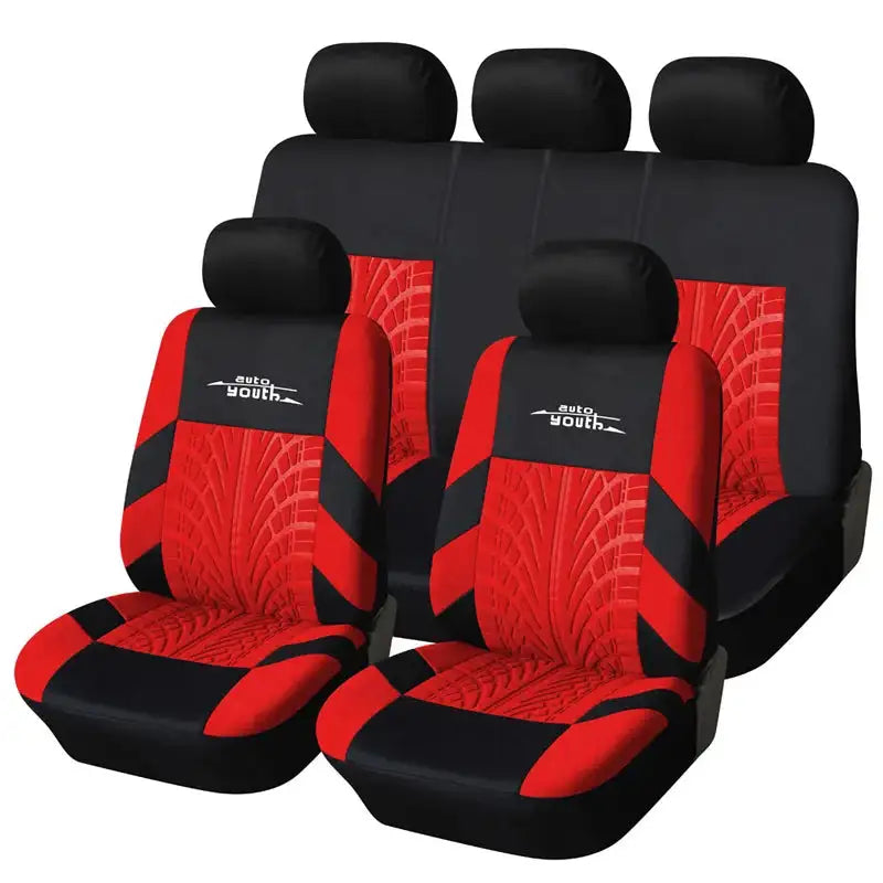 Autoyouth Car Seat Covers Set &ndash; Universal Fit For Most Cars Red full set