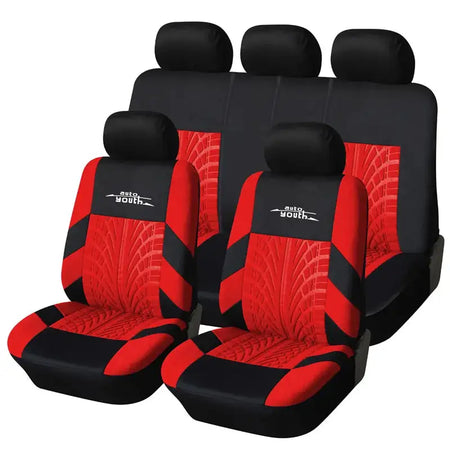 Autoyouth Car Seat Covers Set &ndash; Universal Fit For Most Cars Red full set