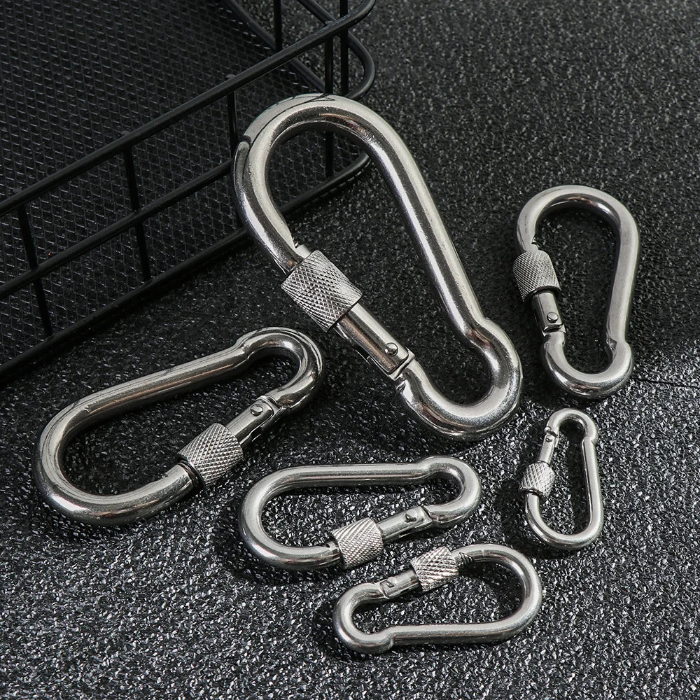 304 Stainless Steel Lock Ring Carabiner Snap Hook for Outdoor Climbing