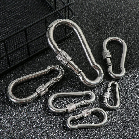 304 Stainless Steel Lock Ring Carabiner Snap Hook for Outdoor Climbing