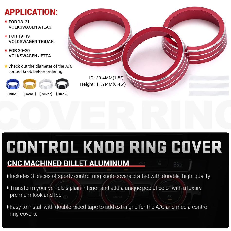 VW Tiguan Aluminum Air Conditioning Knob Decorative Cover Ring