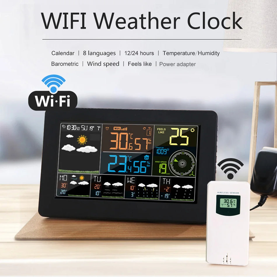 KKMOON FJW4 Smart WiFi Weather Station with Indoor/Outdoor Monitoring and Digital Clock