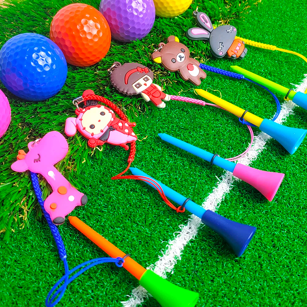 10Pcs Golf Rubber Tees &ndash; Unique Cartoon Pattern Design