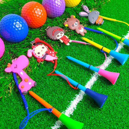 10Pcs Golf Rubber Tees &ndash; Unique Cartoon Pattern Design