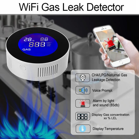 Tuya Wifi Natural Gas Alarm Sensor &ndash; LCD Temp Readout
