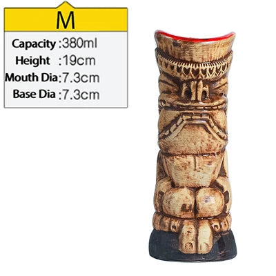 Hawaii Tiki Mugs Cocktail Cup - Eco Friendly Ceramic M Brown Style / 300-920ml