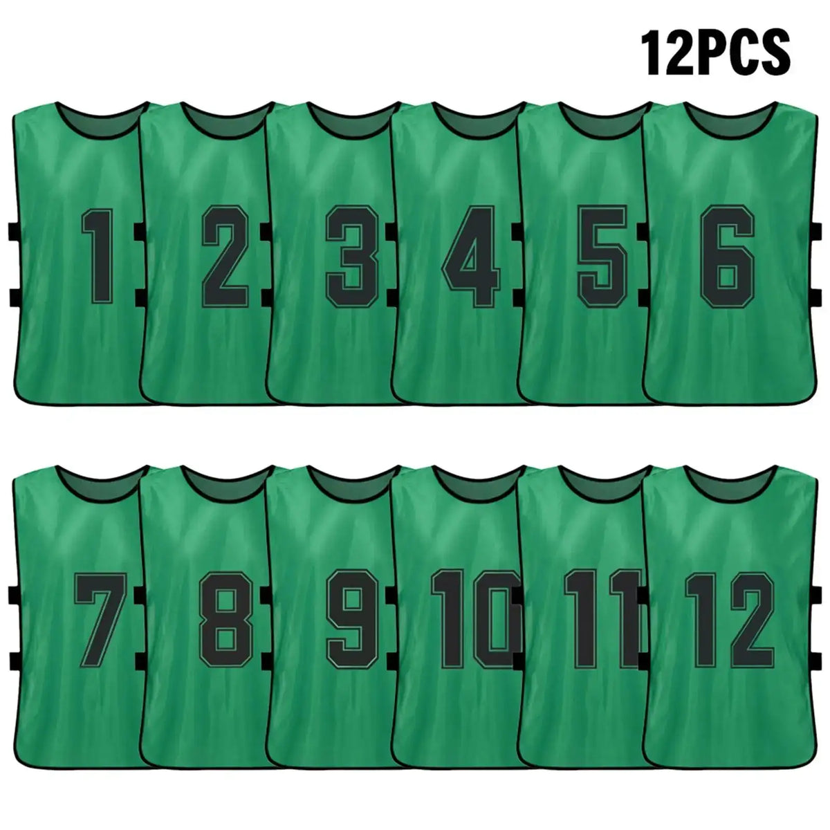 6/12 PCS Adults Soccer Pinnies &ndash; Quick Drying Fabric Grass green 12pcs