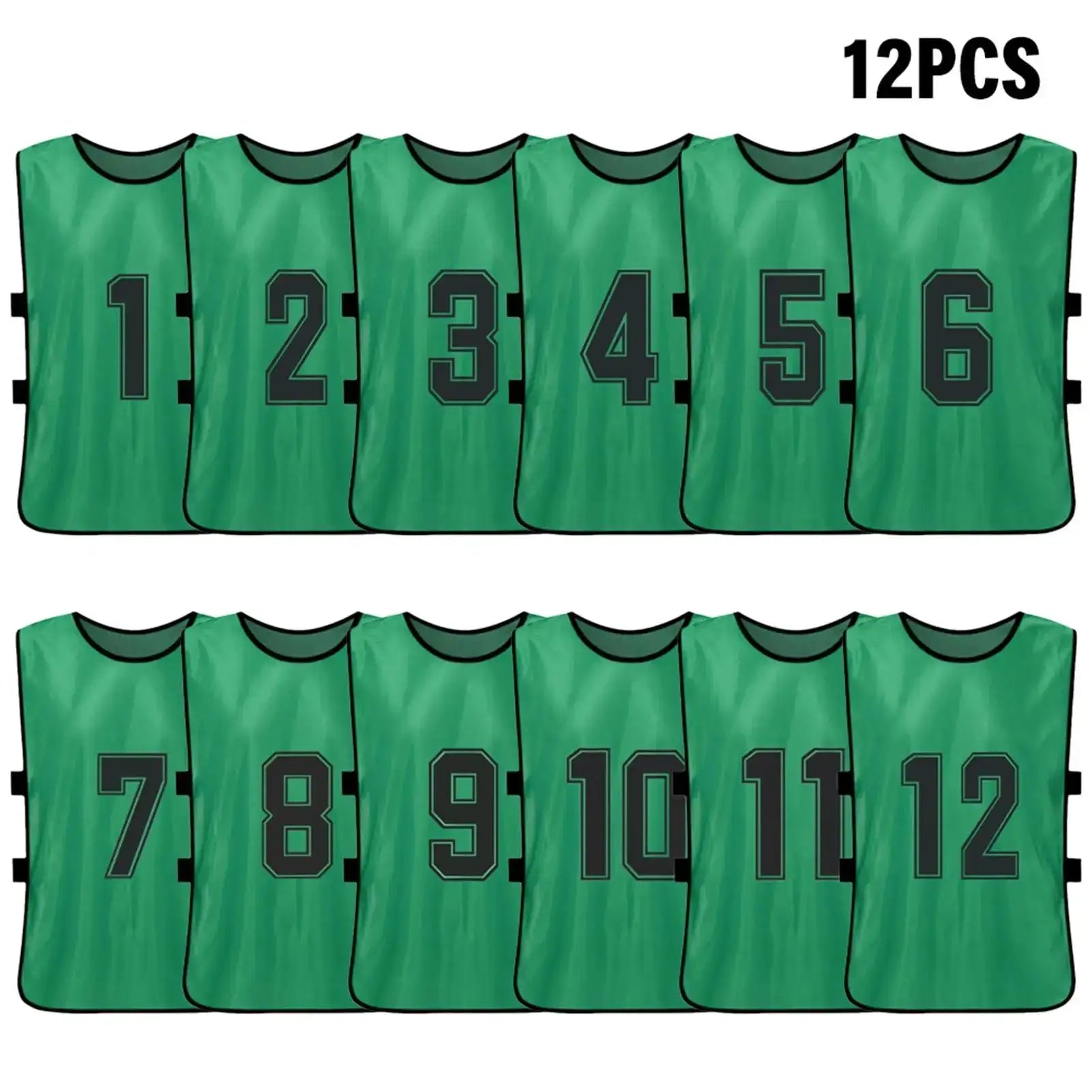 6/12 PCS Adults Soccer Pinnies &ndash; Quick Drying Fabric Grass green 12pcs