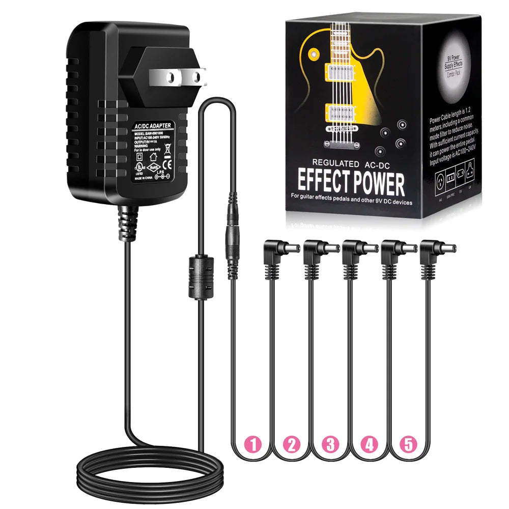 Guitar Effect Pedal Adapter &ndash; Universal 9V 1A Daisy Chain