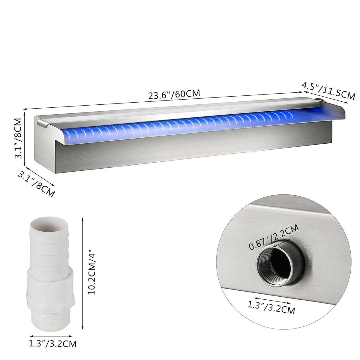 SucceBuy Pool Fountain Waterfall With Light &ndash; RGB LED SWLED600 / UNITED KINGDOM