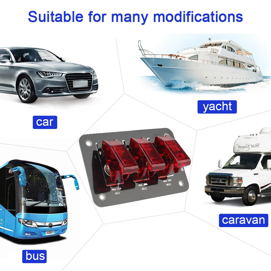 24V 12V Jungiklio Pultas Uždegimo Pradžios Mygtukas Svirtinis ABS Su 20A Fuse RV Laivui