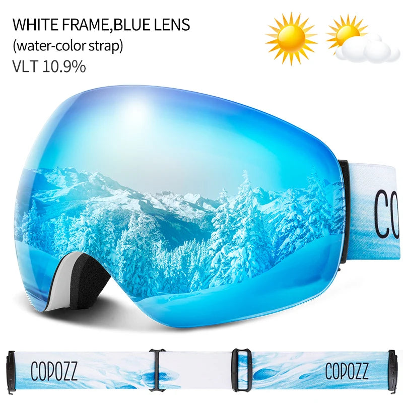 COPOZZ Outdoor Sports Ski Goggles &ndash; UV400 Protection Light Blue