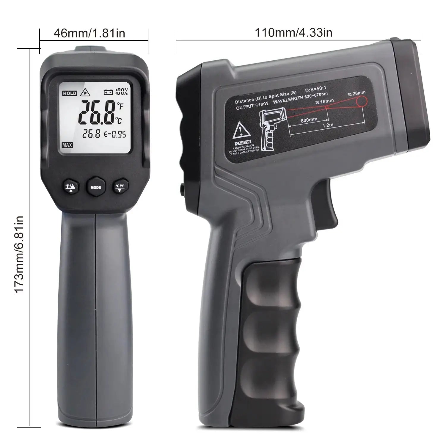 Kaemeasu Handheld Infrared Thermometer Noncontact Laser