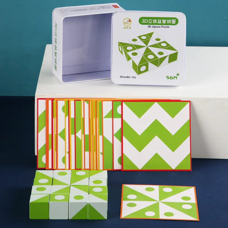Educational 3D Wooden Puzzle Board Game for Kids - Boost Logical Thinking &amp; Imagination