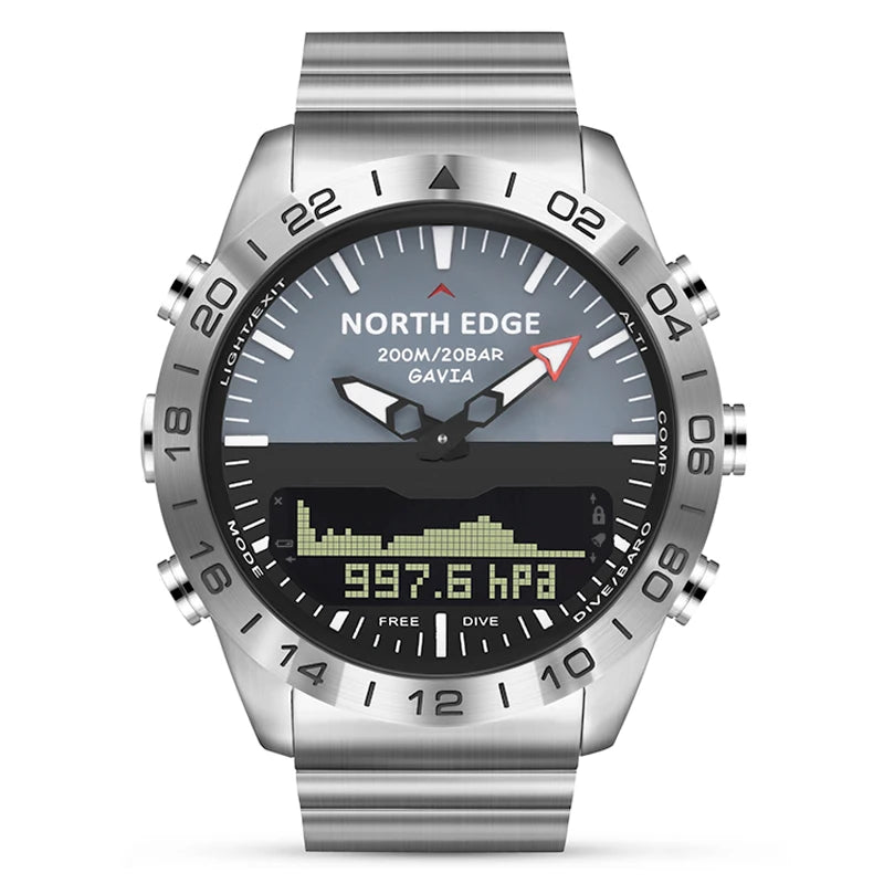 NORTH EDGE Mens Dive Watch &ndash; Luxury Full Steel Design with Waterproof Capability WHITE