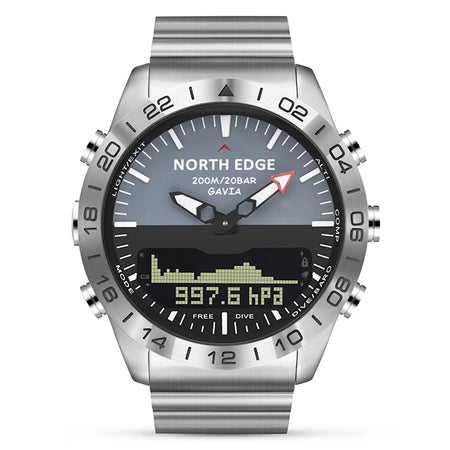 NORTH EDGE Mens Dive Watch &ndash; Luxury Full Steel Design with Waterproof Capability WHITE