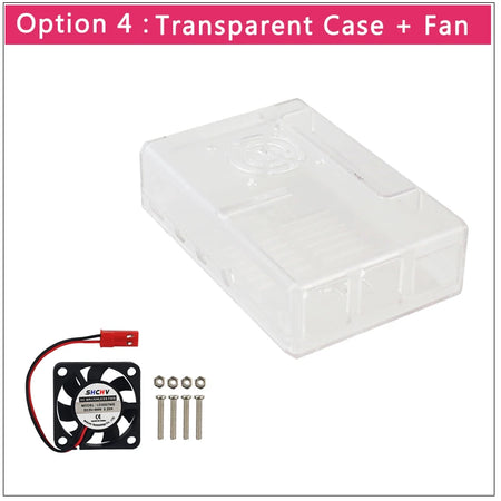 Raspberry Pi 4 Model B Case &ndash; Removable GPIO Cover with Cooling Fan Transparent with Fan
