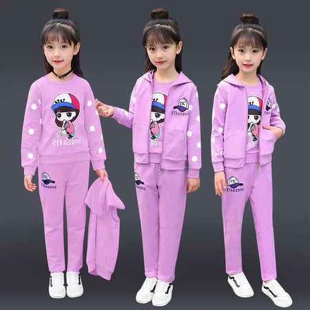 LYNMOLY Fashion Girls 3PCS Tracksuit Set &ndash; Vest, Coat &amp; Pants for Autumn Winter