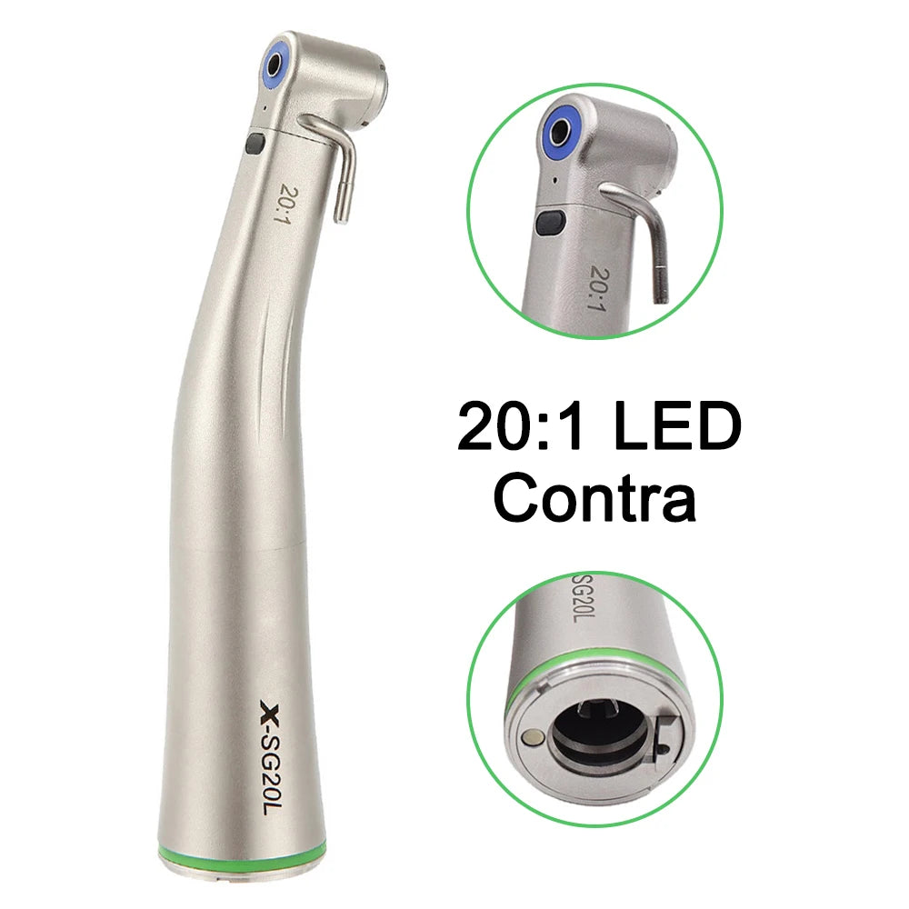 Twoendo Contra Angle Handpiece &ndash; Fiber Optic Low Speed 20 to 1 Led Contra