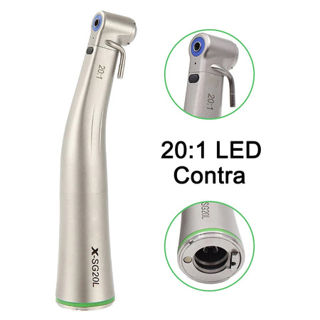 Twoendo Contra Angle Handpiece &ndash; Fiber Optic Low Speed 20 to 1 Led Contra
