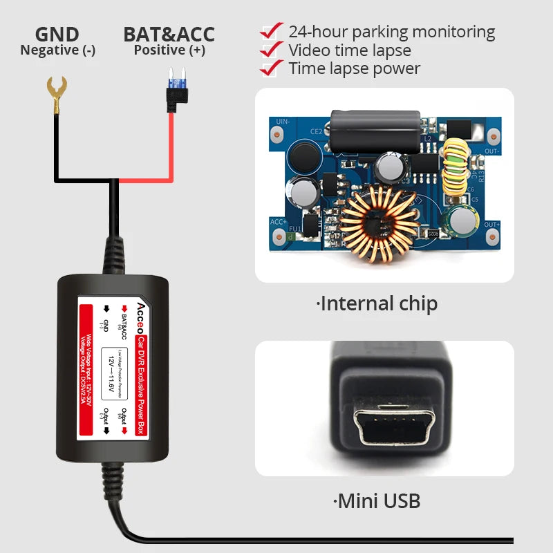 Acceo Z01P 3.5m Hardwire Cable - Parking Monitor Ready