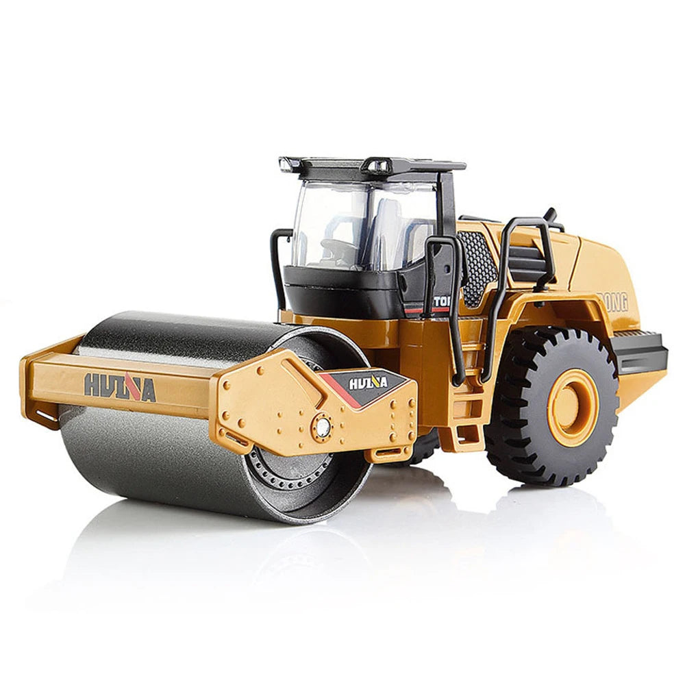 1/50 Scale High Simulation Alloy Toys Die-cast Pattern Hydraulic Navvy Loader Bulldozer Engineering Construction Car Boys Gifts Road Roller