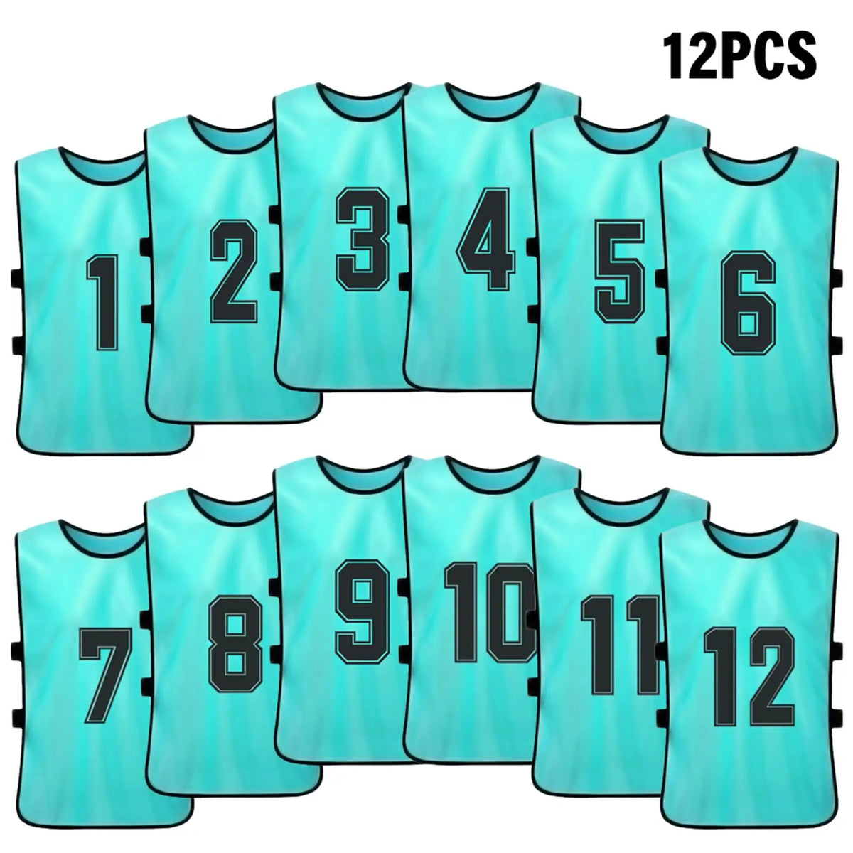 6/12 PCS Adults Soccer Pinnies &ndash; Quick Drying Fabric Lake blue 12pcs