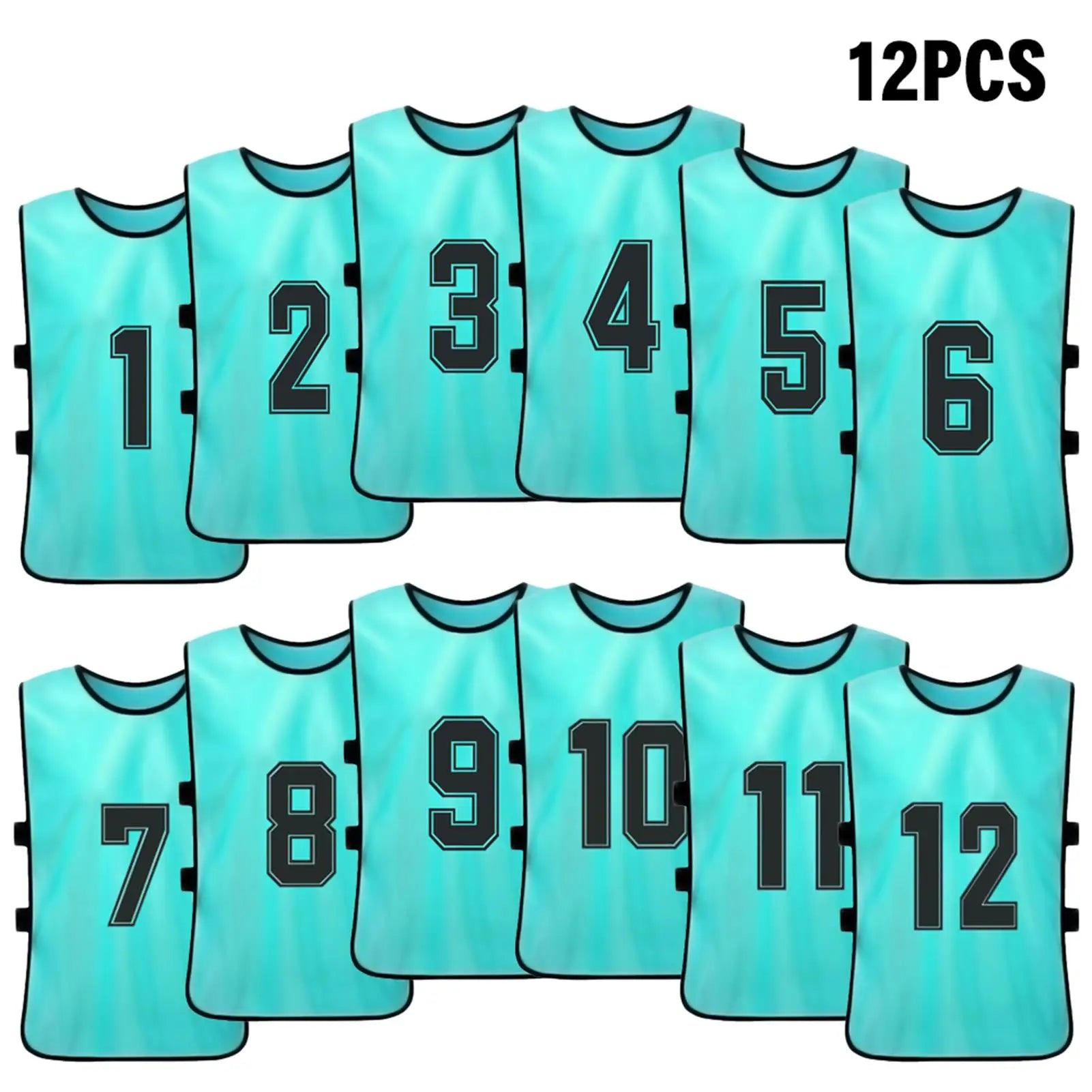 6/12 PCS Adults Soccer Pinnies &ndash; Quick Drying Fabric Lake blue 12pcs