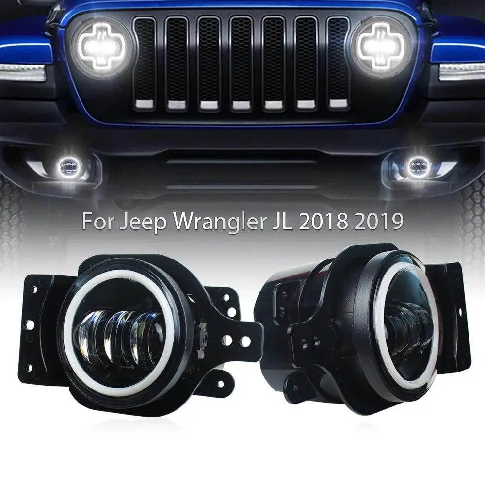 LED Fog Lights with Mounting Bracket for Jeep Wrangler JL 2018 2019 by InterCyprus Trading Ltd