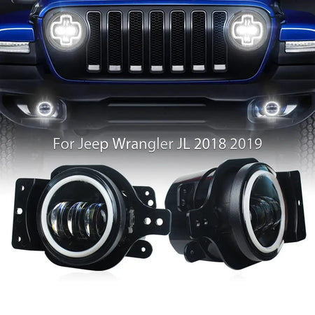 LED Fog Lights with Mounting Bracket for Jeep Wrangler JL 2018 2019 by InterCyprus Trading Ltd