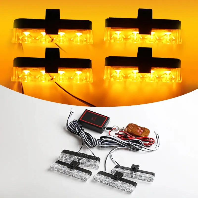 Grill Car LED Light Strobe Red Blue Emergency Remote Wireless Control Flash Signal Fireman Beacon Warning Lamp by InterCyprus Trading Ltd
