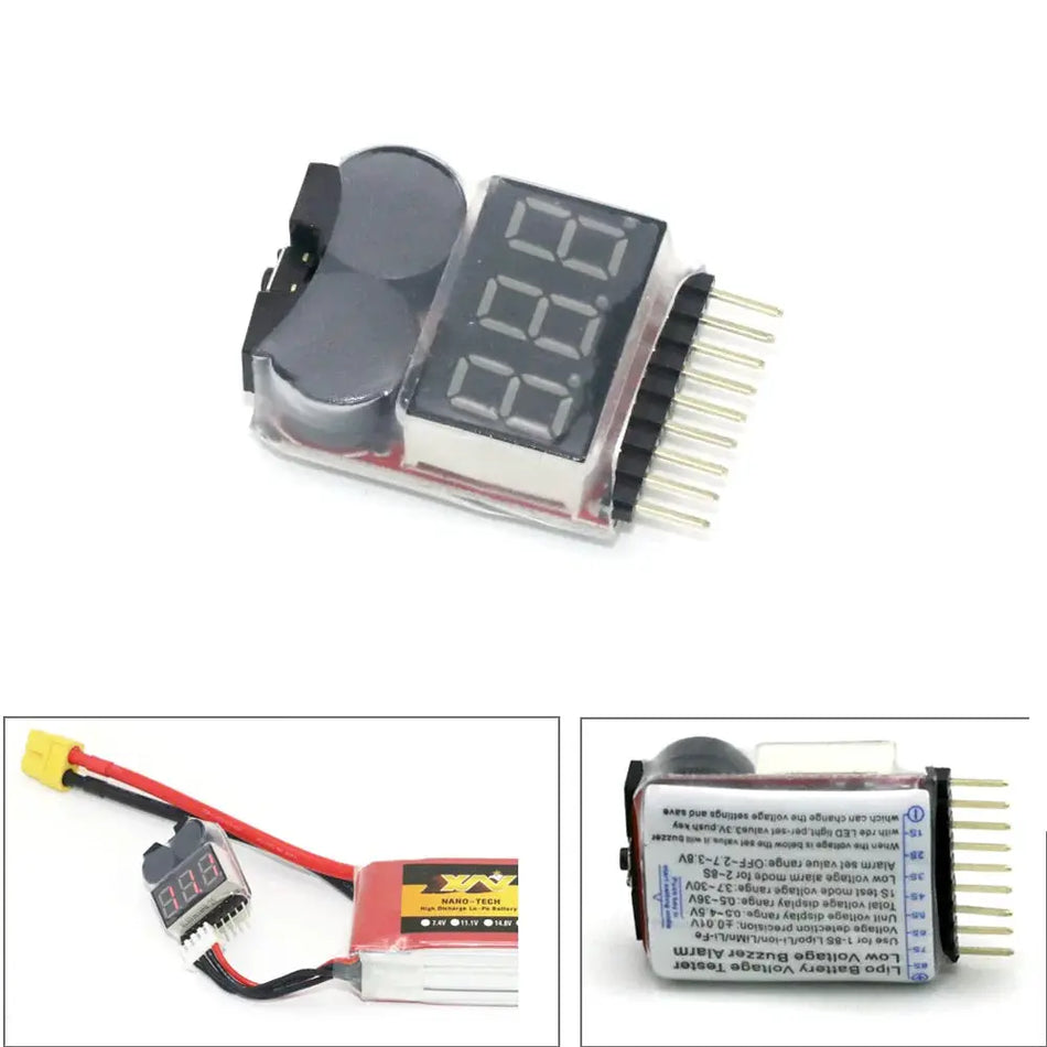 Lipo Battery Voltage Tester Volt Meter Monitor Buzzer Alarm 1-8s 3.7V-22.2V For Rc Lipo Battery Models by InterCyprus Trading Ltd