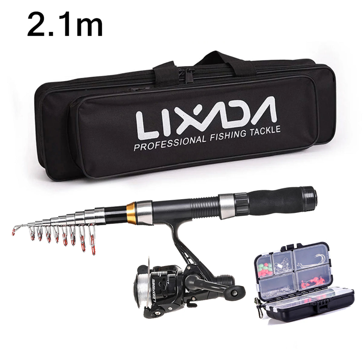 Lixada Rod Reel Combo 2.1m Telescopic Kit &ndash; Travel Ready 2.1m rod Set1