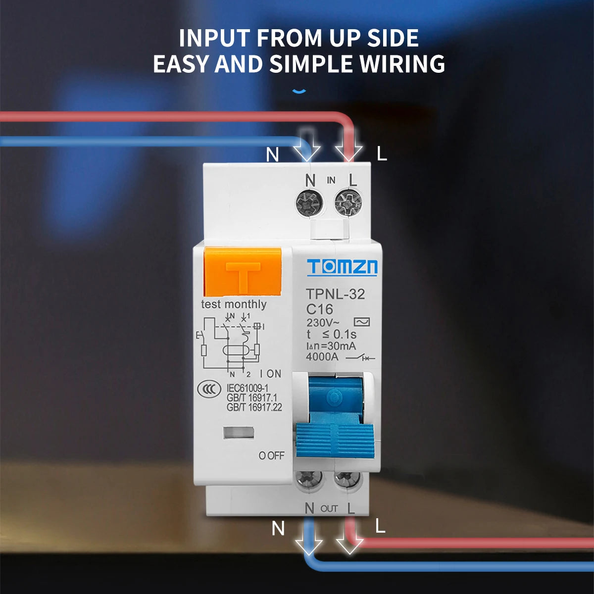 TOMZN TPNL DPNL 230V 1P+N RCBO Mini Circuit Breaker