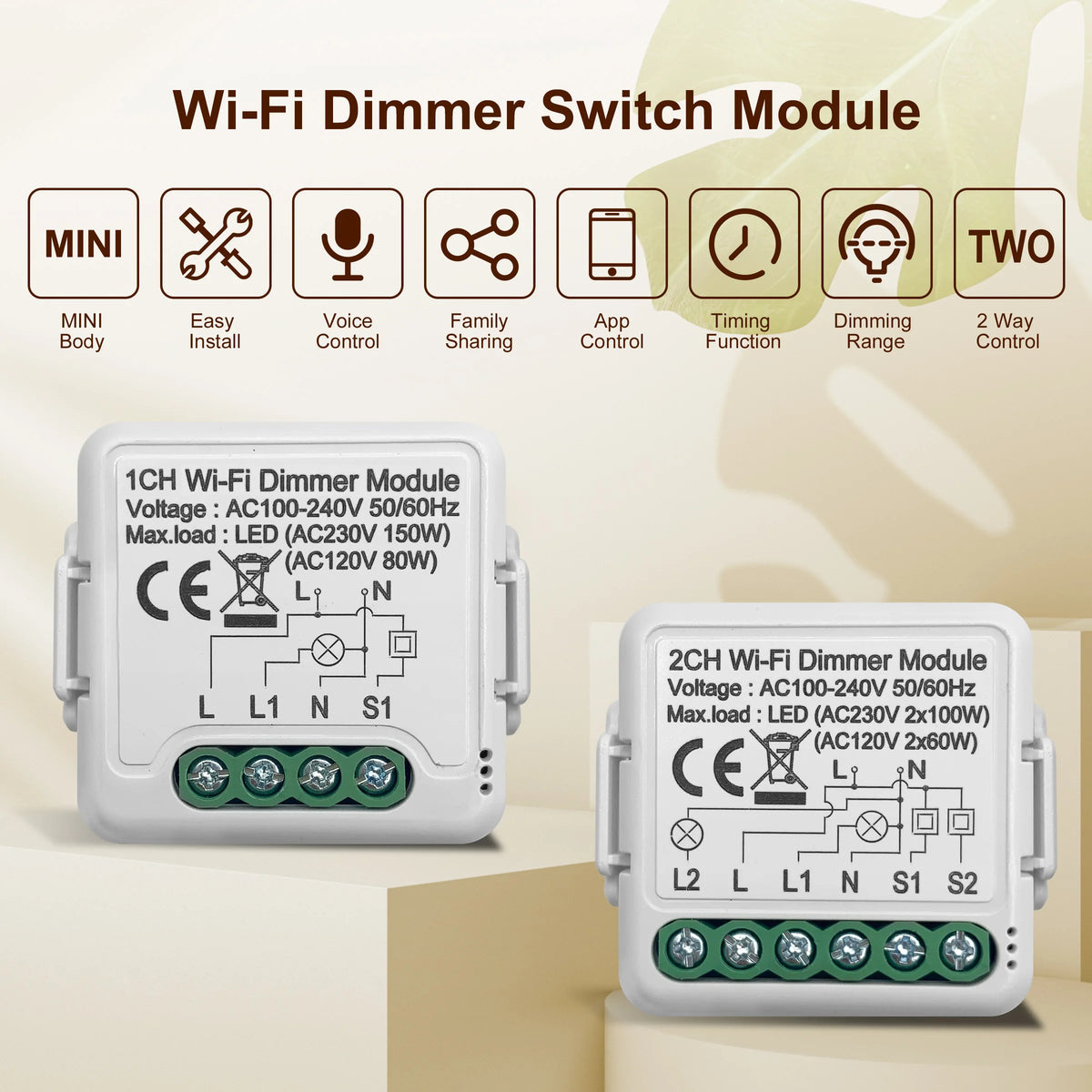 GIRIER WiFi Smart Dimmer Switch Module with Two-Way Control