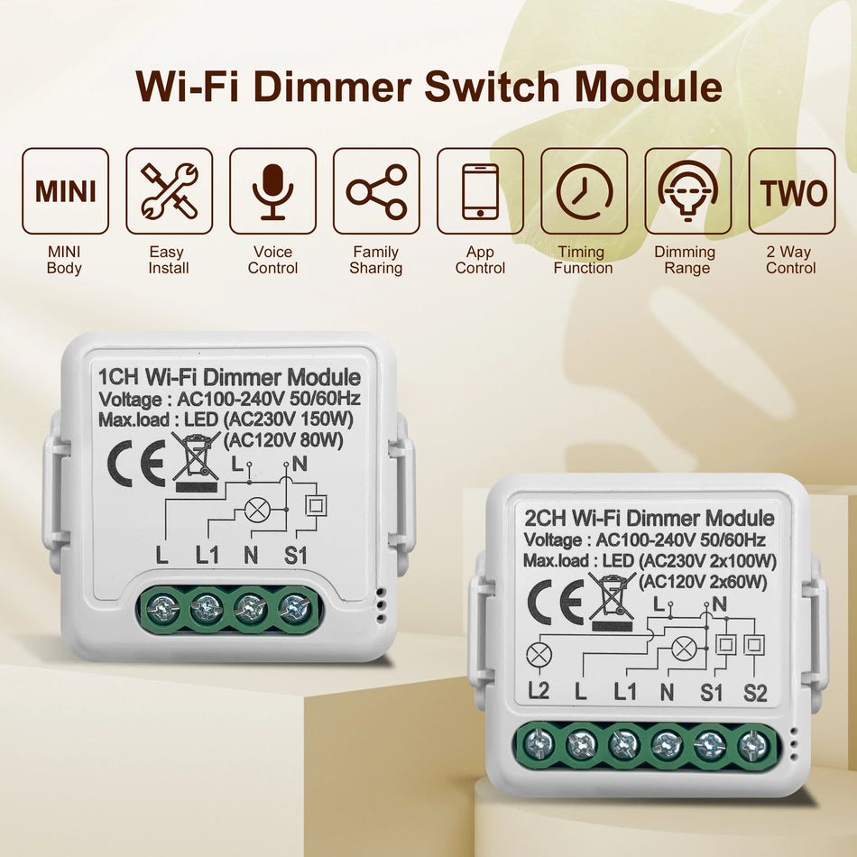 GIRIER WiFi Smart Dimmer Switch Module with Two-Way Control