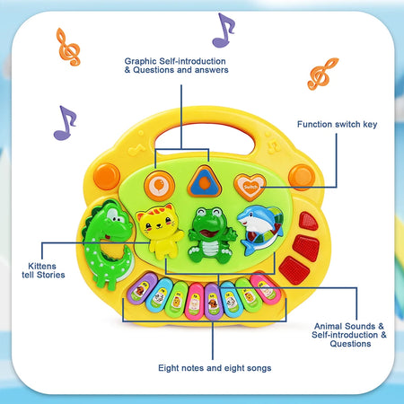 Kids Cartoon Piano Keyboard Game &ndash; Fun Educational Music Toy with Animal Sounds and Flashing Lights