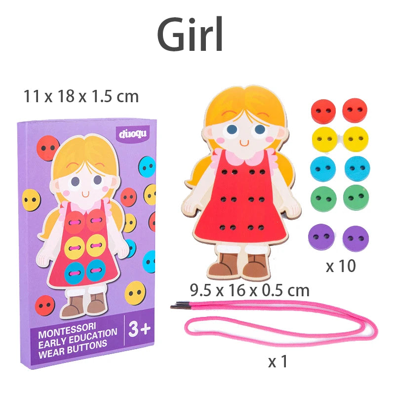 BOS10075 Baby Wooden Threading Board &ndash; Montessori Fine Motor Girl