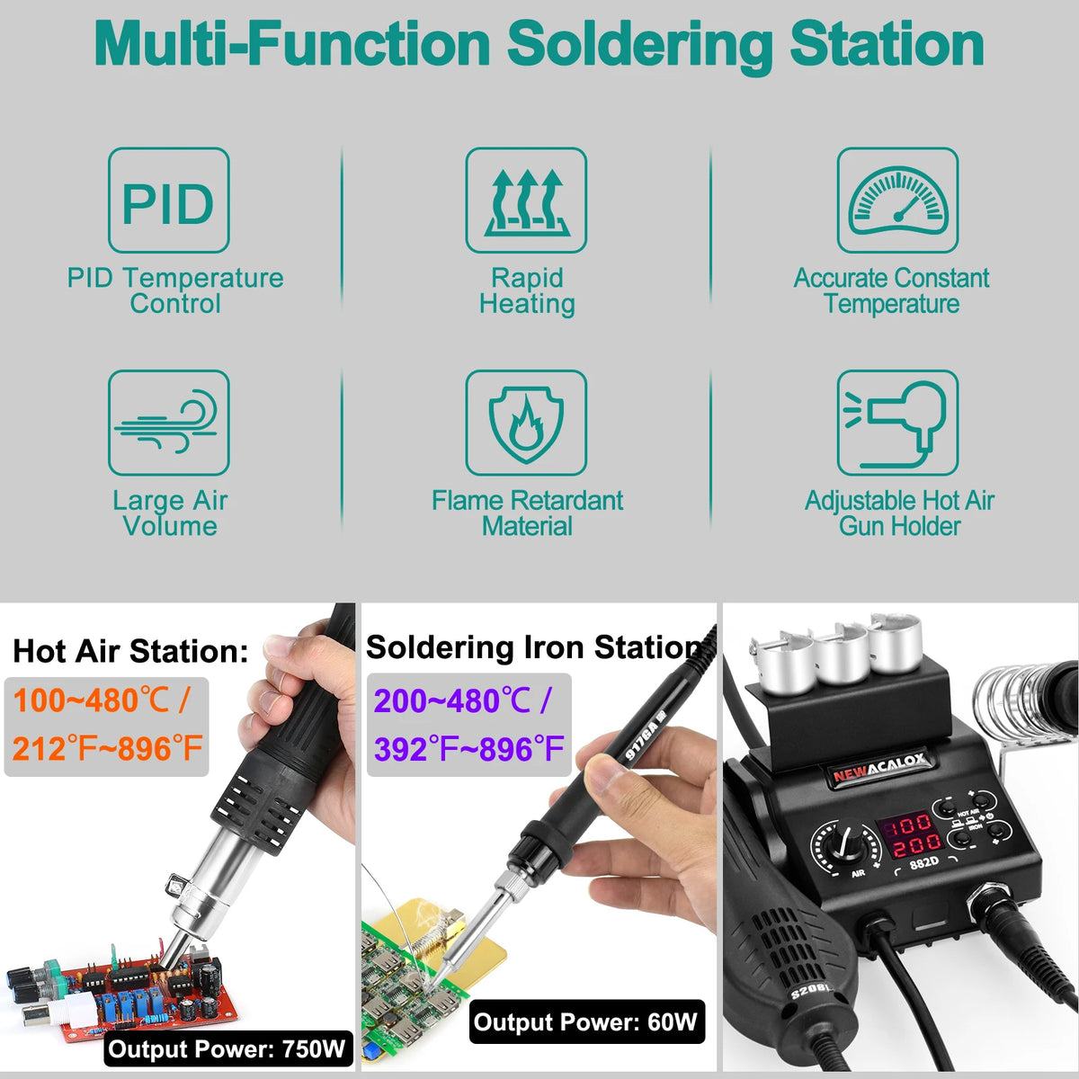 NEWACALOX 882D &ndash; Sleep Function Soldering Station 2-In-1