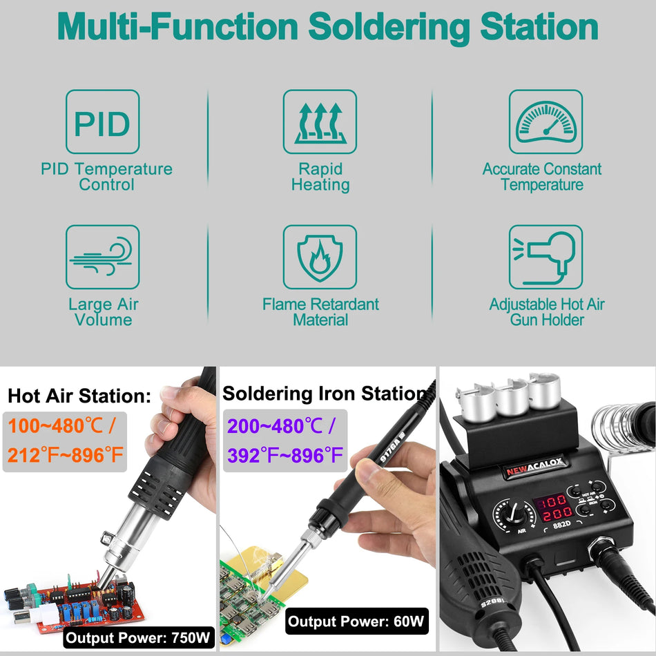 NEWACALOX 882D &ndash; Sleep Function Soldering Station 2-In-1