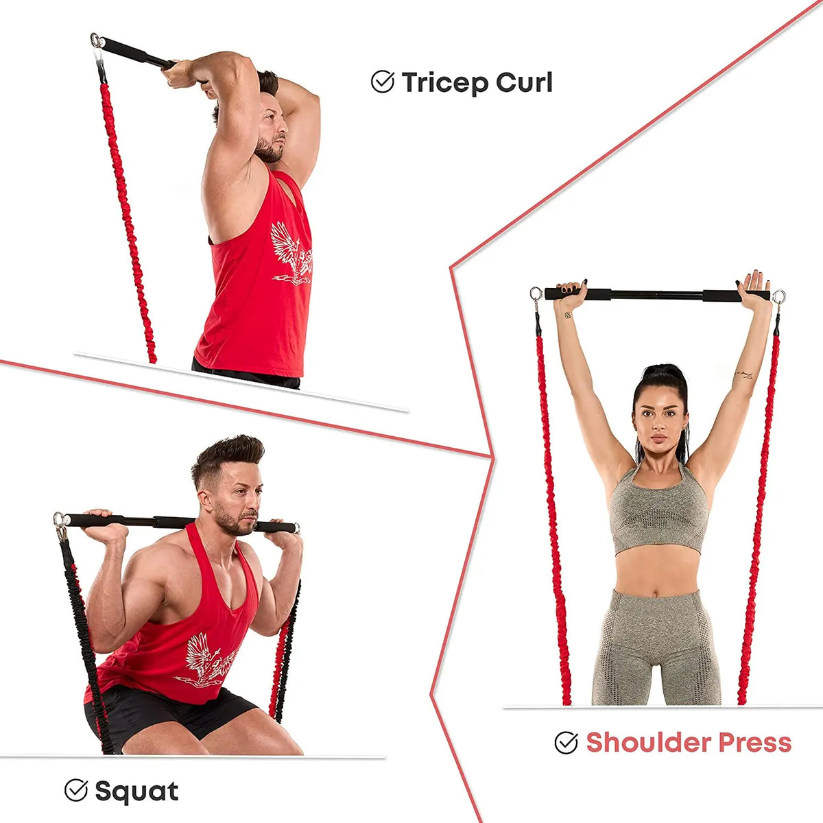 Workout Bar Fitness Resistance Bands Set &ndash; Versatile At Home