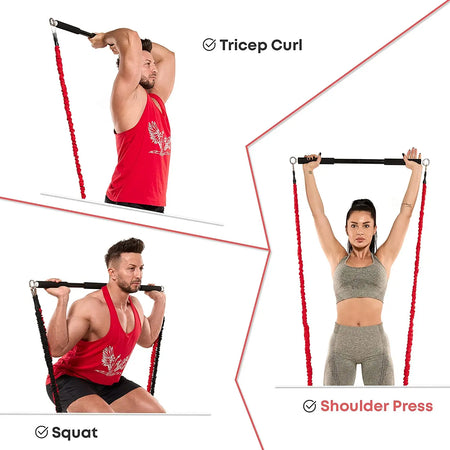 Workout Bar Fitness Resistance Bands Set &ndash; Versatile At Home