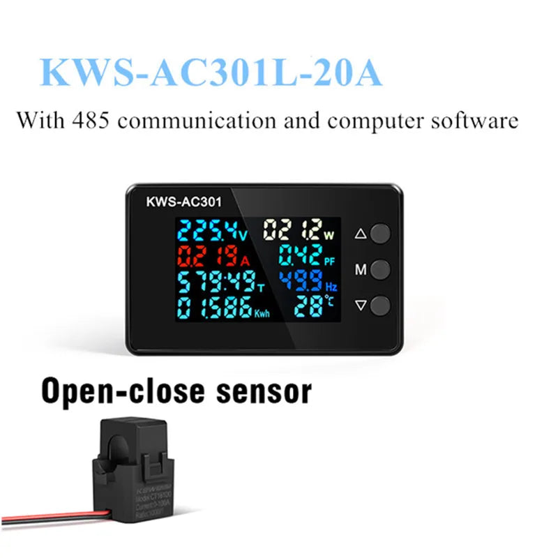 KWS-AC301 &ndash; 8 In 1 Digital Power Meter For 50-300V Range 301L-100A Open