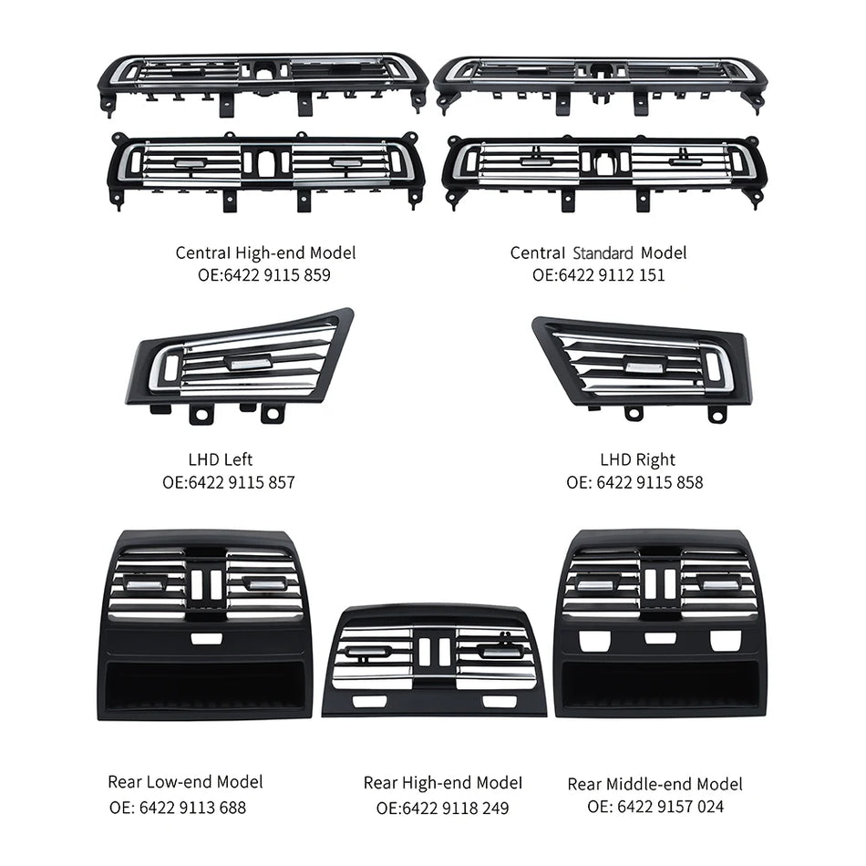 Vent Grill Chrome for BMW 7 Series F01 F02 Front Left Center Right Rear Replacement Part Durable PC ABS