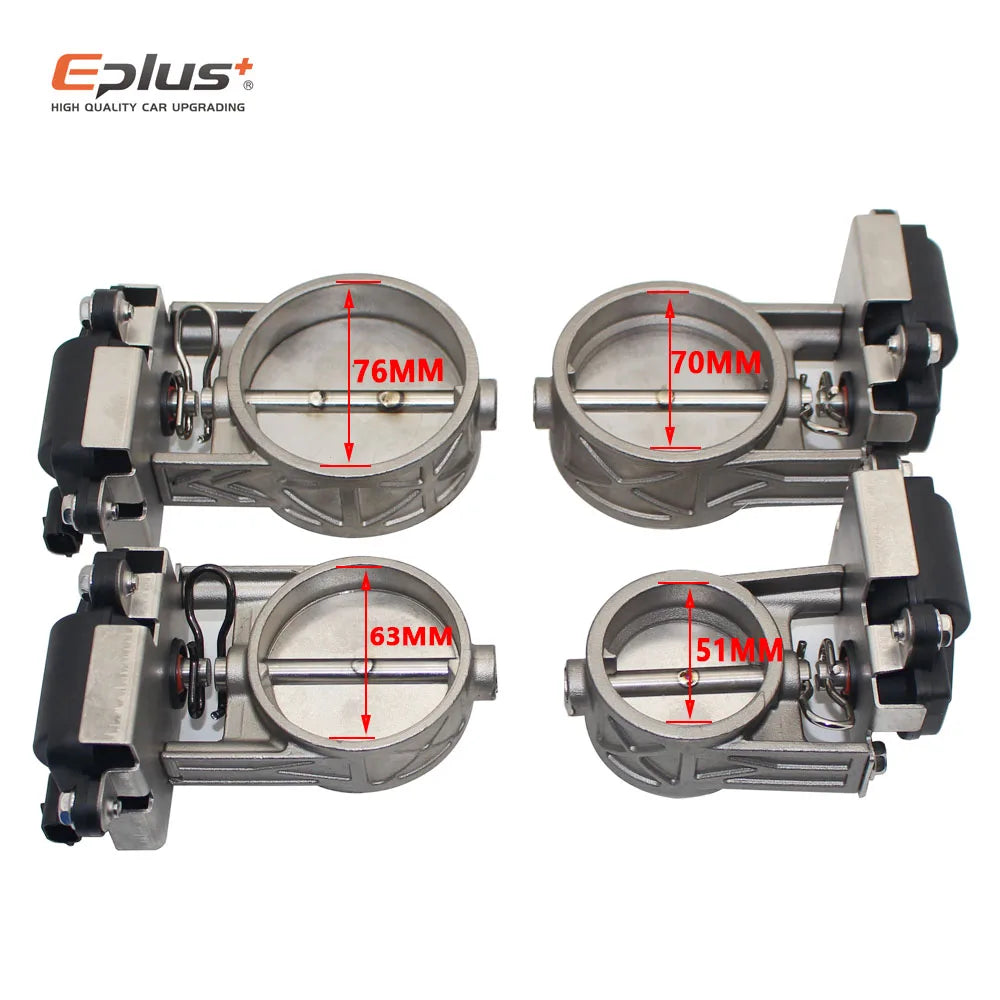 EPLUS Car Exhaust Pipe Electronic Valve Kit with Remote Control - Universal Fit, Multi-Angle Mode, Available in 51mm, 63mm, 70mm, 76mm