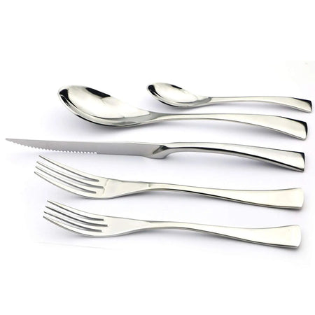 KNGZI 5/20Pcs Silver Flatware Set &ndash; Eco-Friendly 18/10 Stainless Steel Design