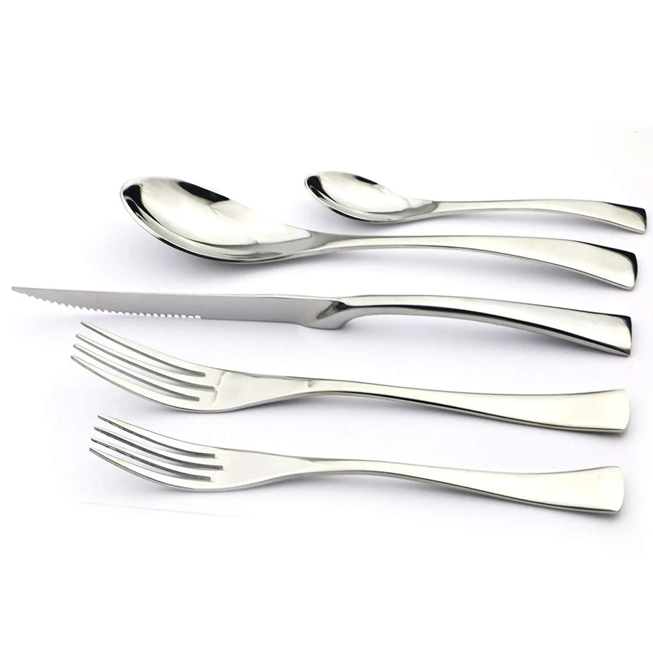 KNGZI 5/20Pcs Silver Flatware Set &ndash; Eco-Friendly 18/10 Stainless Steel Design