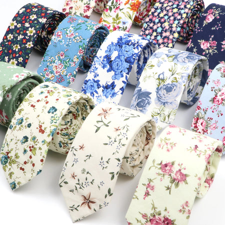 Floral Elegance Cotton Tie for Men and Women